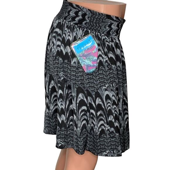 Banana Republic Skirt Elastic Waistband Side Pockets Black/Gray Size L - Picture 8 of 12